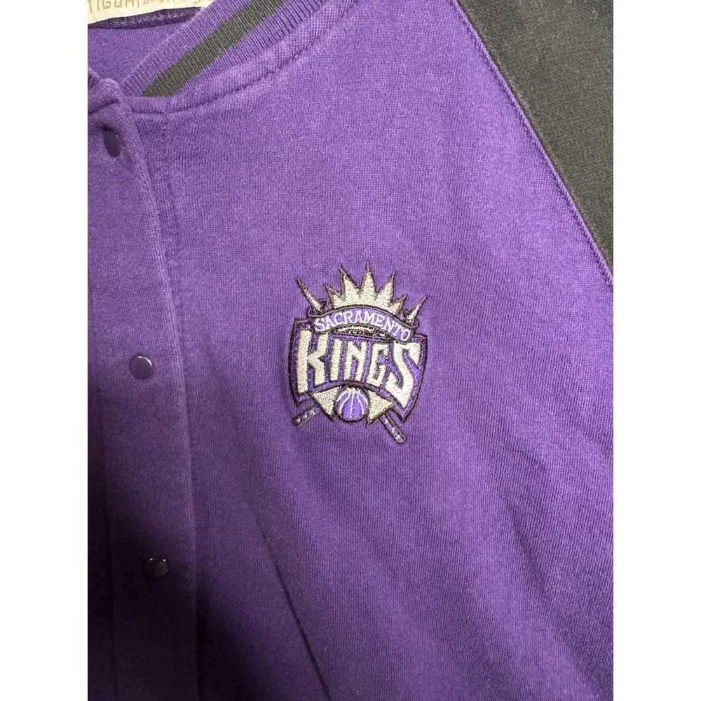 Sacramento‎ Kings antigua sports youth XL Snap Front Varsity Jacket Purple Black